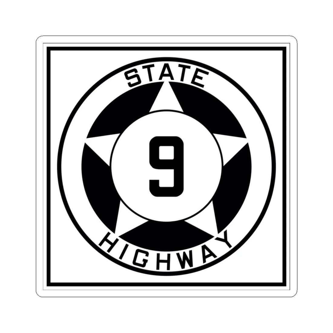 Texas 9 1935 (Texas) (Road Sign) STICKER Vinyl Kiss-Cut Decal 3 Inch White - The Sticker Space