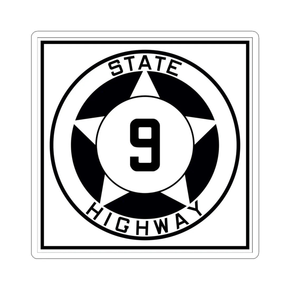 Texas 9 1935 (Texas) (Road Sign) STICKER Vinyl Kiss-Cut Decal 4 Inch White - The Sticker Space
