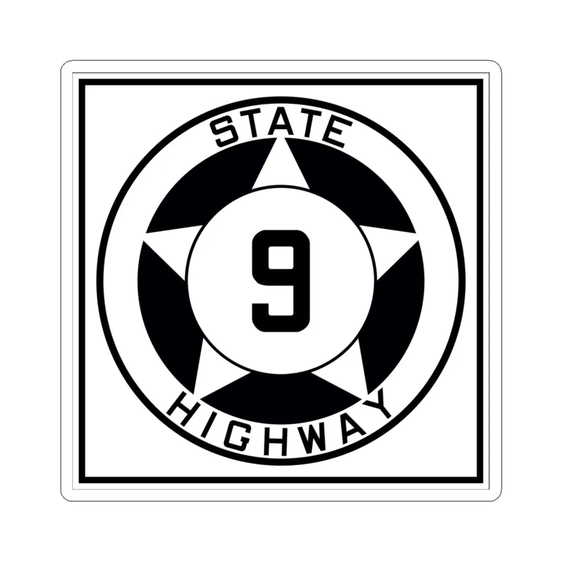 Texas 9 1935 (Texas) (Road Sign) STICKER Vinyl Kiss-Cut Decal 6 Inch White - The Sticker Space