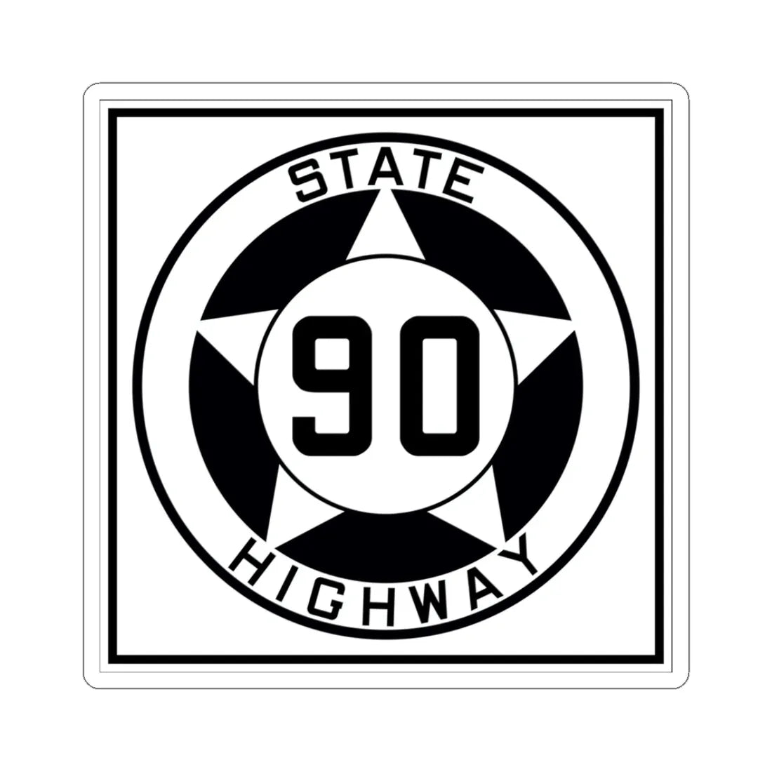 Texas 90 1935 (Texas) (Road Sign) STICKER Vinyl Kiss-Cut Decal 3 Inch White - The Sticker Space