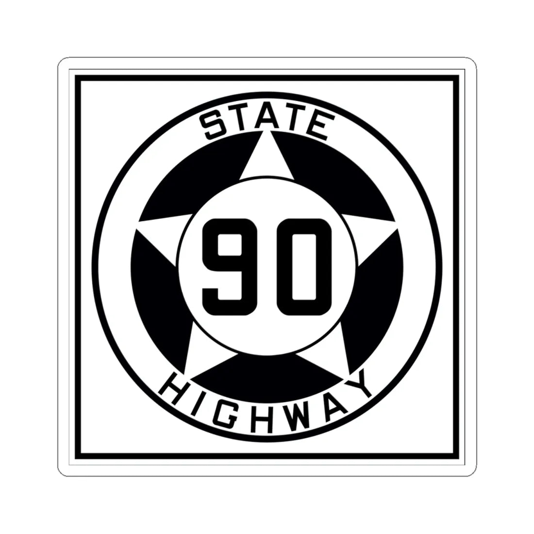 Texas 90 1935 (Texas) (Road Sign) STICKER Vinyl Kiss-Cut Decal 4 Inch White - The Sticker Space