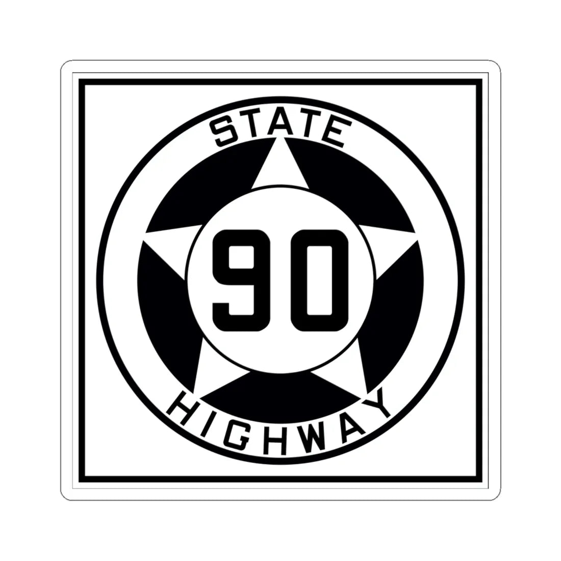 Texas 90 1935 (Texas) (Road Sign) STICKER Vinyl Kiss-Cut Decal 6 Inch White - The Sticker Space