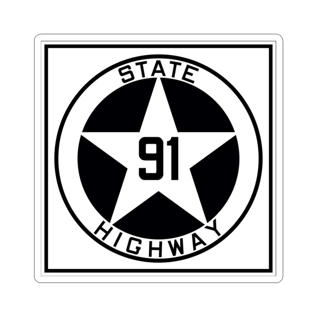 Texas 91 1917 (Texas) (Road Sign) STICKER Vinyl Kiss-Cut Decal 3 Inch White - The Sticker Space