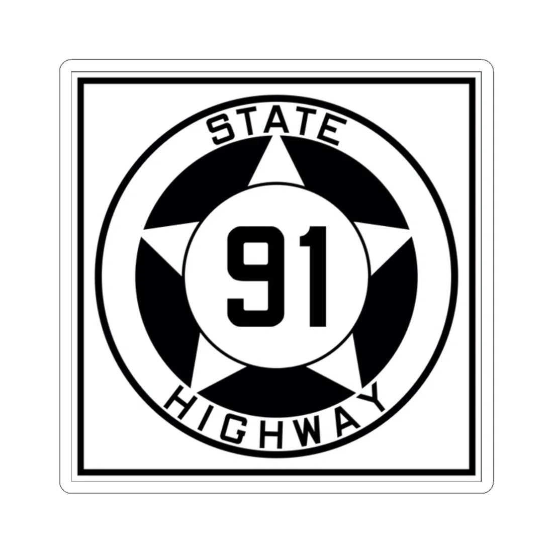 Texas 91 1935 (Texas) (Road Sign) STICKER Vinyl Kiss-Cut Decal 2 Inch White - The Sticker Space