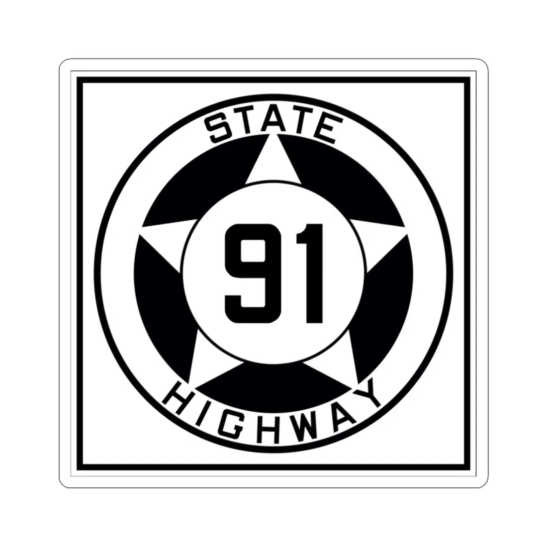 Texas 91 1935 (Texas) (Road Sign) STICKER Vinyl Kiss-Cut Decal 3 Inch White - The Sticker Space