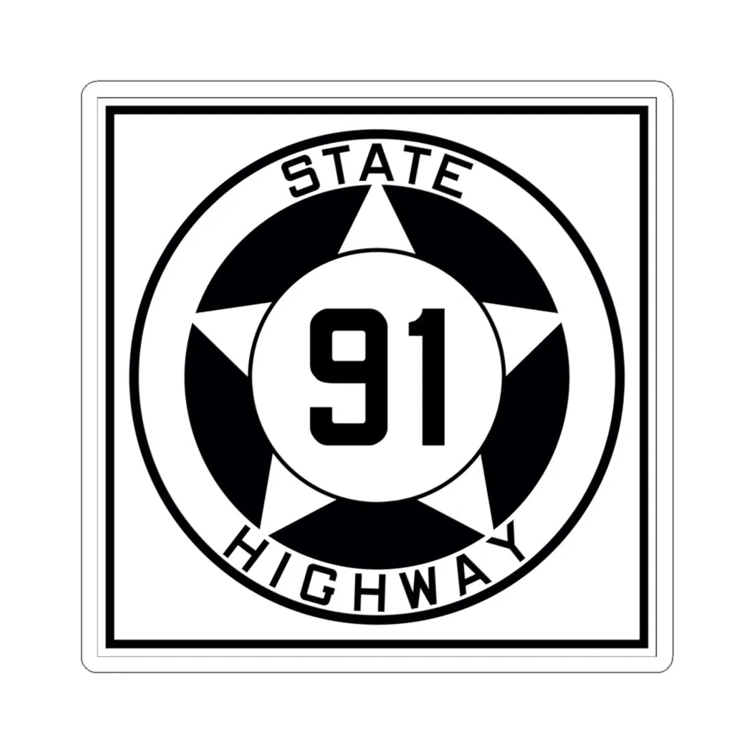 Texas 91 1935 (Texas) (Road Sign) STICKER Vinyl Kiss-Cut Decal 4 Inch White - The Sticker Space