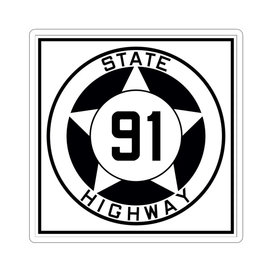 Texas 91 1935 (Texas) (Road Sign) STICKER Vinyl Kiss-Cut Decal 6 Inch White - The Sticker Space