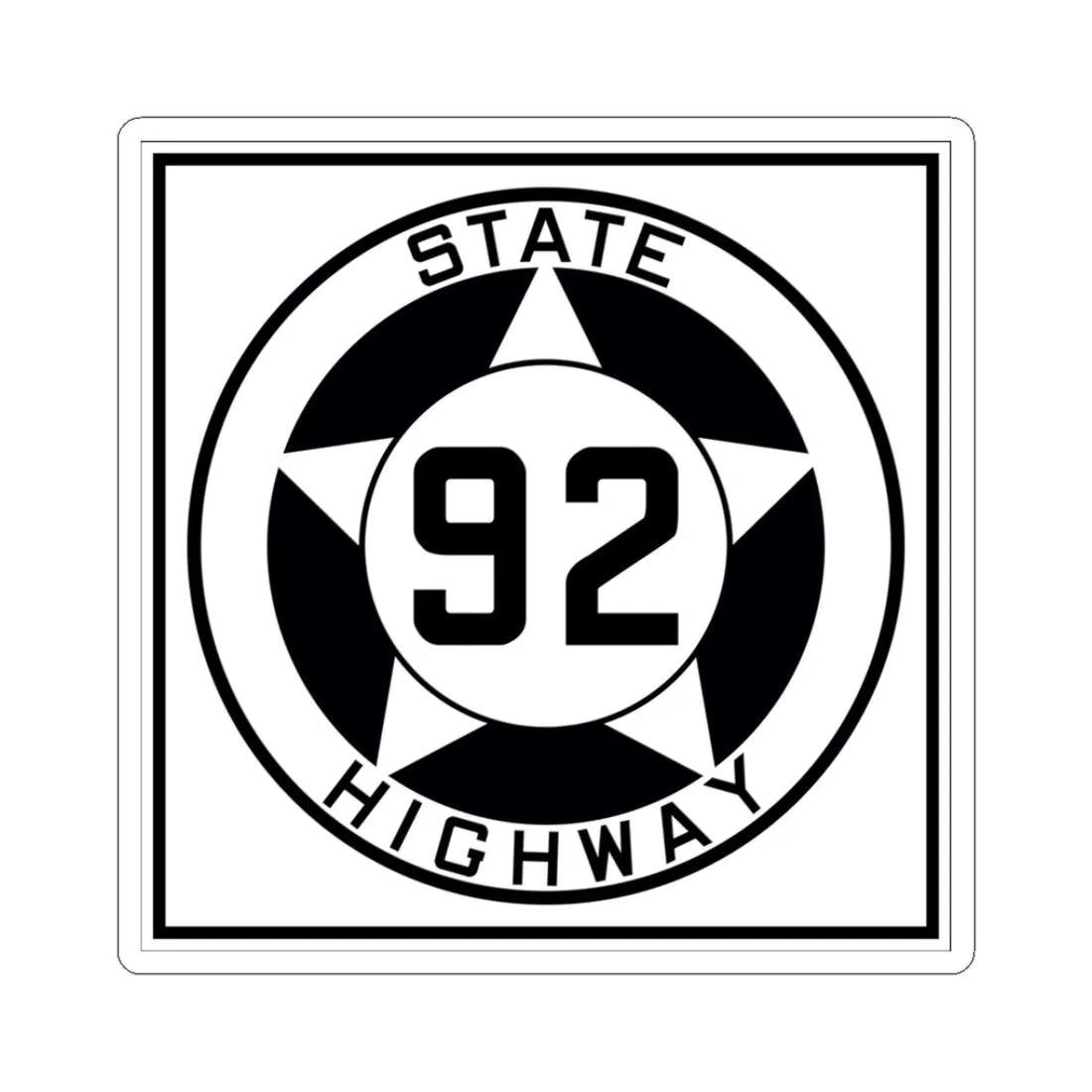 Texas 92 1935 (Texas) (Road Sign) STICKER Vinyl Kiss-Cut Decal 3 Inch White - The Sticker Space