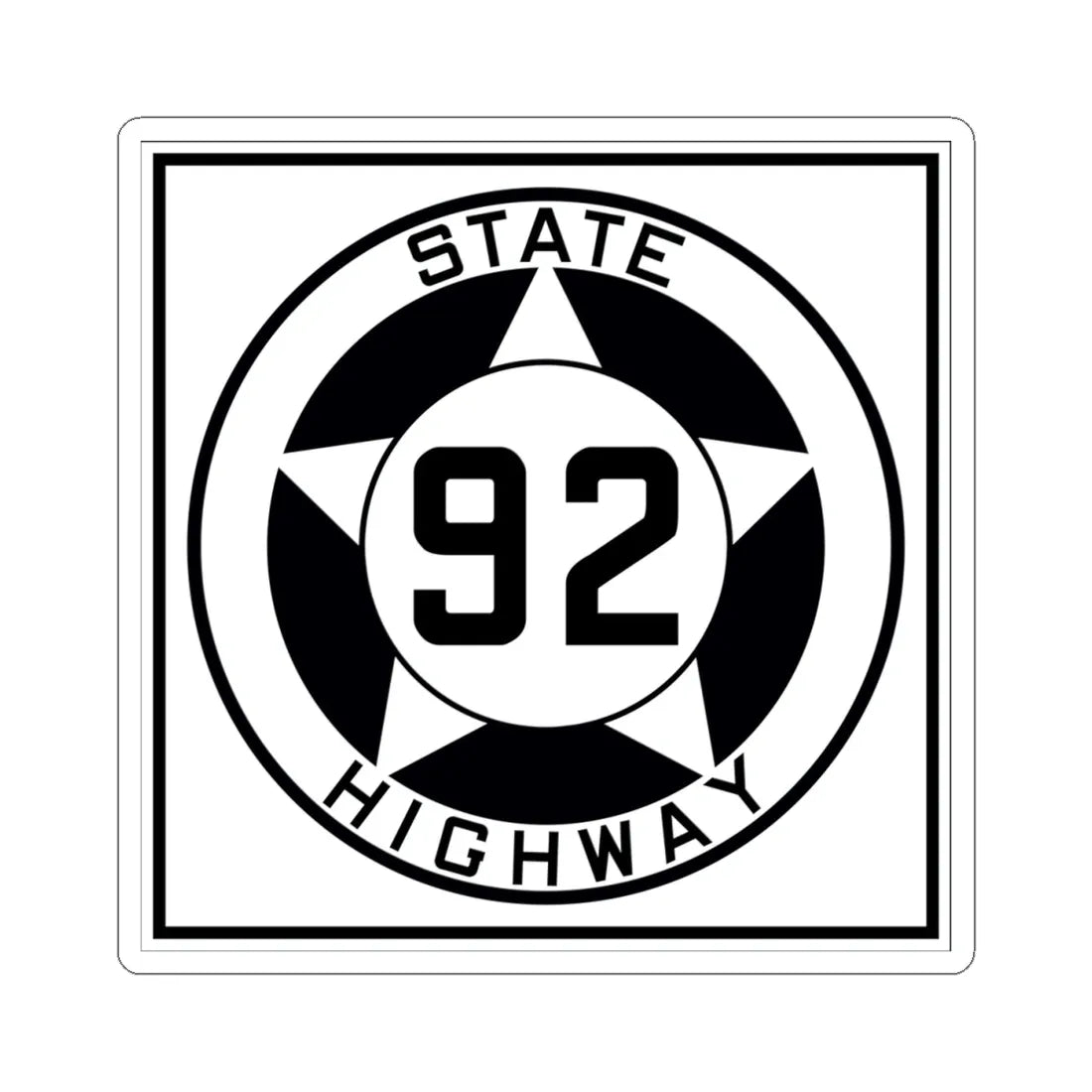 Texas 92 1935 (Texas) (Road Sign) STICKER Vinyl Kiss-Cut Decal 4 Inch White - The Sticker Space