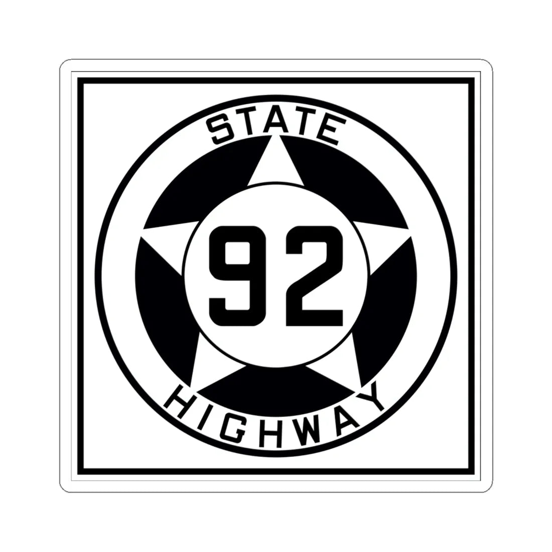 Texas 92 1935 (Texas) (Road Sign) STICKER Vinyl Kiss-Cut Decal 6 Inch White - The Sticker Space