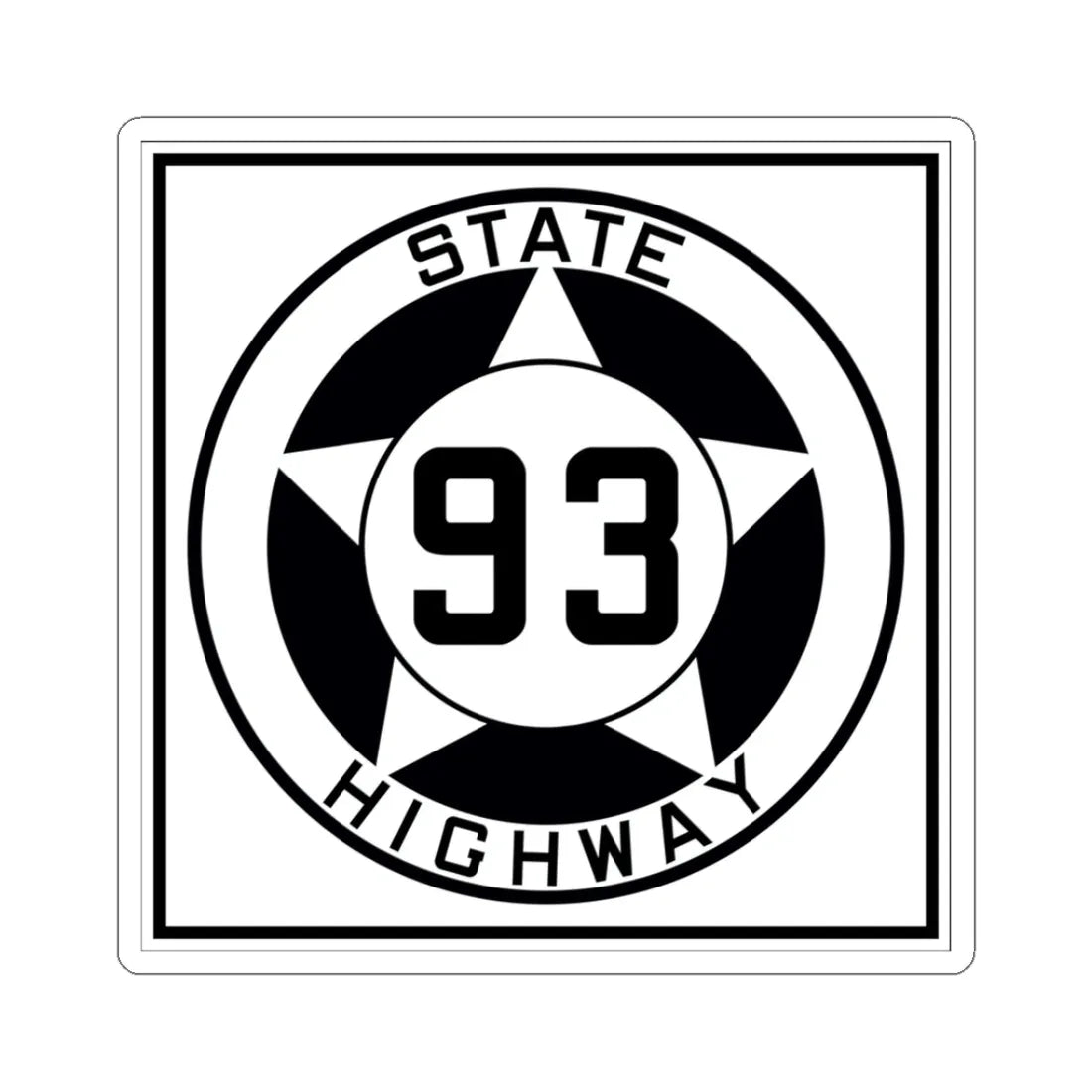 Texas 93 1935 (Texas) (Road Sign) STICKER Vinyl Kiss-Cut Decal 3 Inch White - The Sticker Space