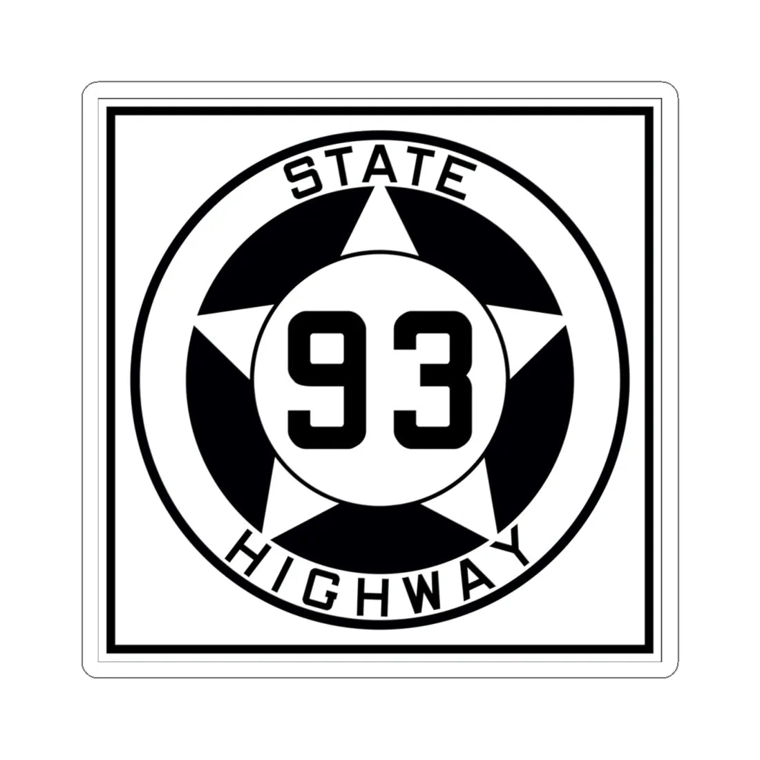 Texas 93 1935 (Texas) (Road Sign) STICKER Vinyl Kiss-Cut Decal 4 Inch White - The Sticker Space