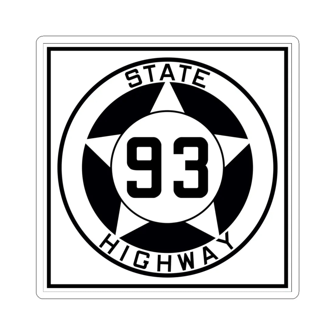Texas 93 1935 (Texas) (Road Sign) STICKER Vinyl Kiss-Cut Decal 6 Inch White - The Sticker Space