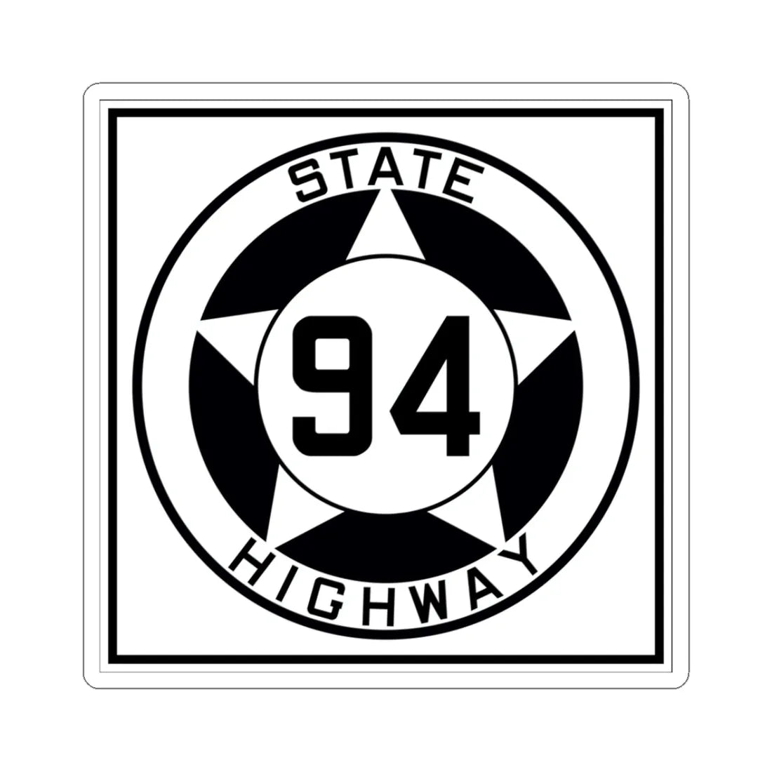 Texas 94 1935 (Texas) (Road Sign) STICKER Vinyl Kiss-Cut Decal 3 Inch White - The Sticker Space