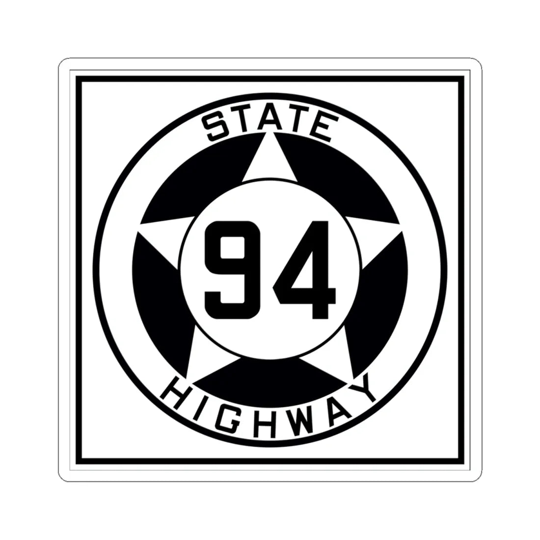 Texas 94 1935 (Texas) (Road Sign) STICKER Vinyl Kiss-Cut Decal 4 Inch White - The Sticker Space