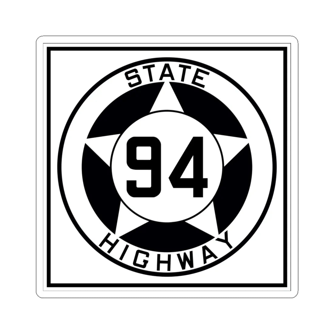 Texas 94 1935 (Texas) (Road Sign) STICKER Vinyl Kiss-Cut Decal 6 Inch White - The Sticker Space