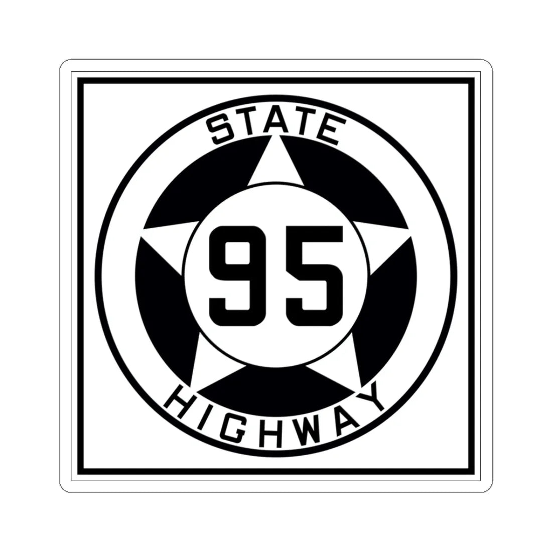 Texas 95 1935 (Texas) (Road Sign) STICKER Vinyl Kiss-Cut Decal 3 Inch White - The Sticker Space