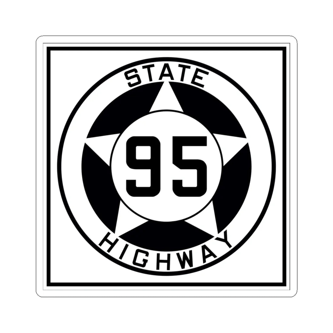 Texas 95 1935 (Texas) (Road Sign) STICKER Vinyl Kiss-Cut Decal 4 Inch White - The Sticker Space