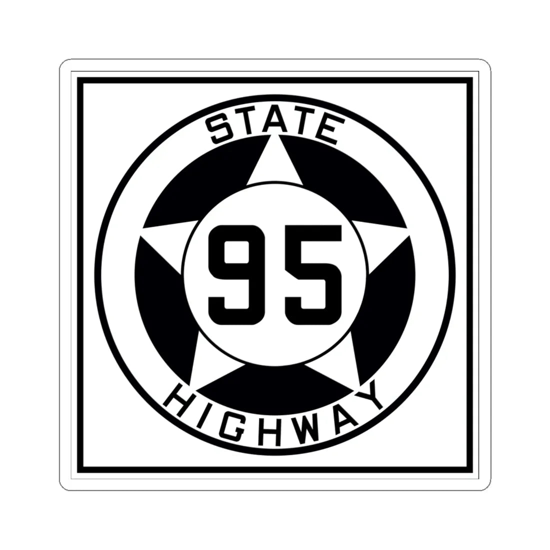 Texas 95 1935 (Texas) (Road Sign) STICKER Vinyl Kiss-Cut Decal 6 Inch White - The Sticker Space