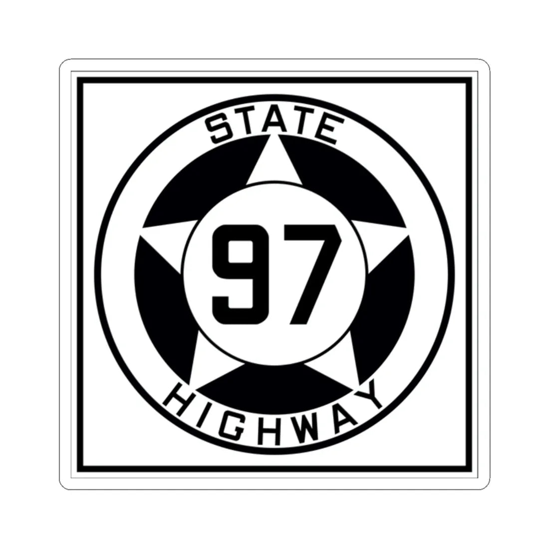 Texas 97 1935 (Texas) (Road Sign) STICKER Vinyl Kiss-Cut Decal 2 Inch White - The Sticker Space