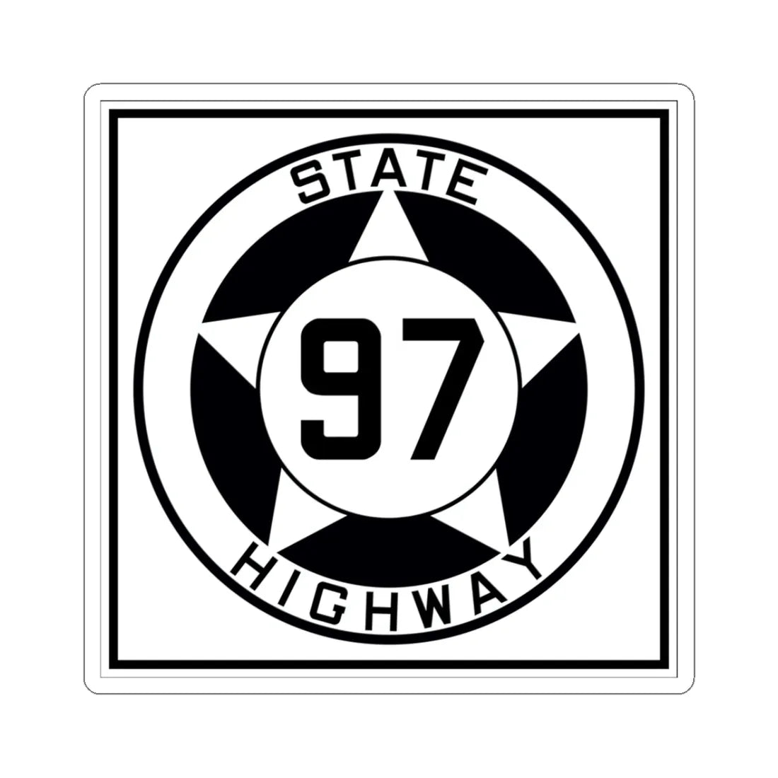 Texas 97 1935 (Texas) (Road Sign) STICKER Vinyl Kiss-Cut Decal 3 Inch White - The Sticker Space