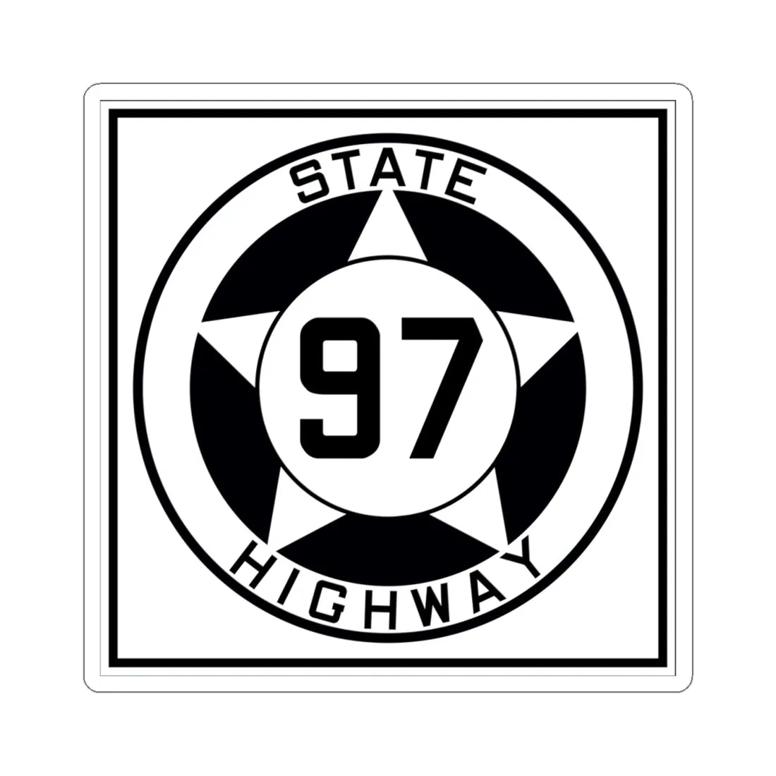 Texas 97 1935 (Texas) (Road Sign) STICKER Vinyl Kiss-Cut Decal 4 Inch White - The Sticker Space