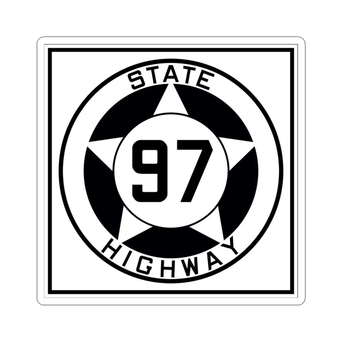 Texas 97 1935 (Texas) (Road Sign) STICKER Vinyl Kiss-Cut Decal 6 Inch White - The Sticker Space