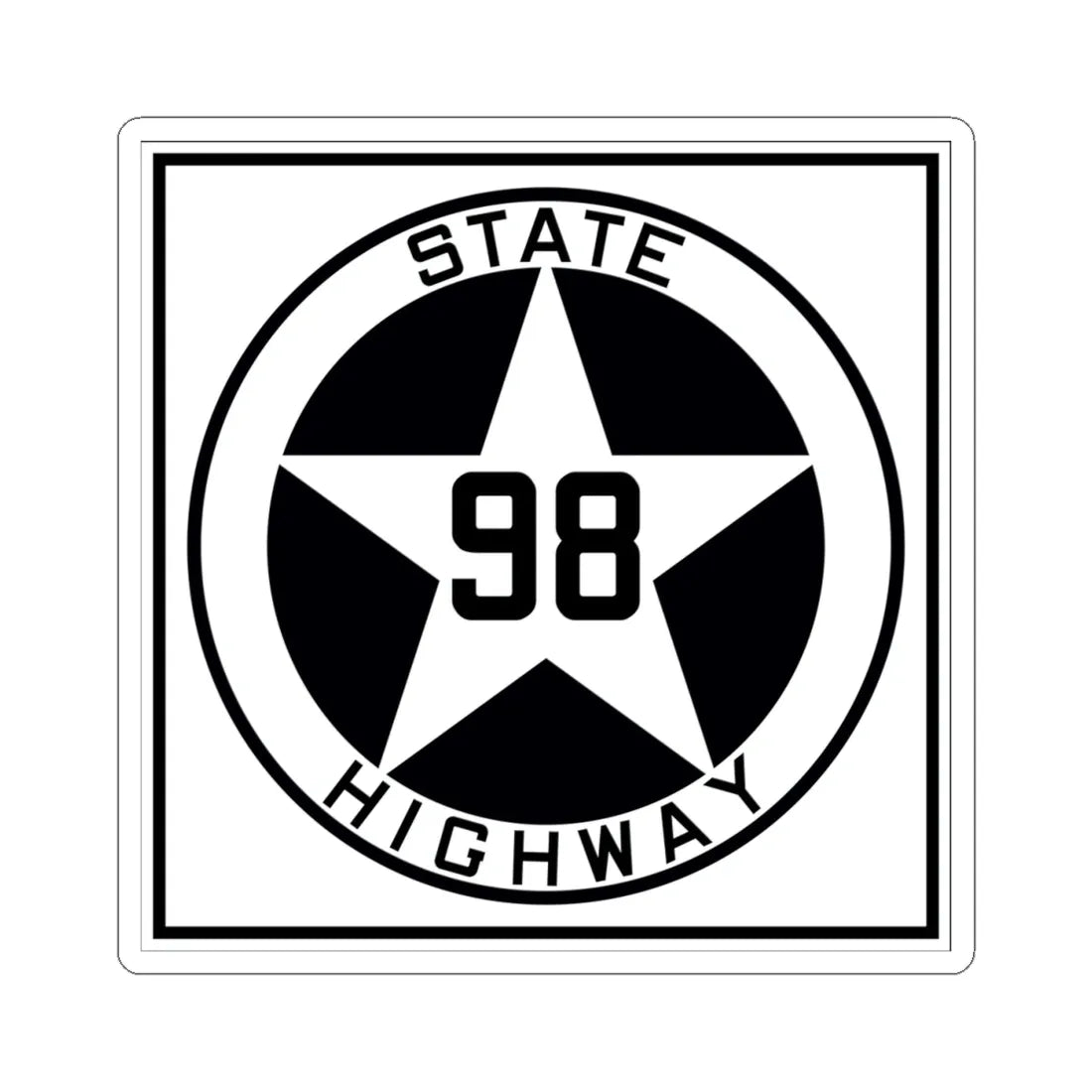 Texas 98 1917 (Texas) (Road Sign) STICKER Vinyl Kiss-Cut Decal 4 Inch White - The Sticker Space