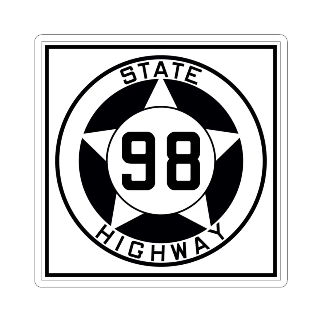Texas 98 1935 (Texas) (Road Sign) STICKER Vinyl Kiss-Cut Decal 3 Inch White - The Sticker Space