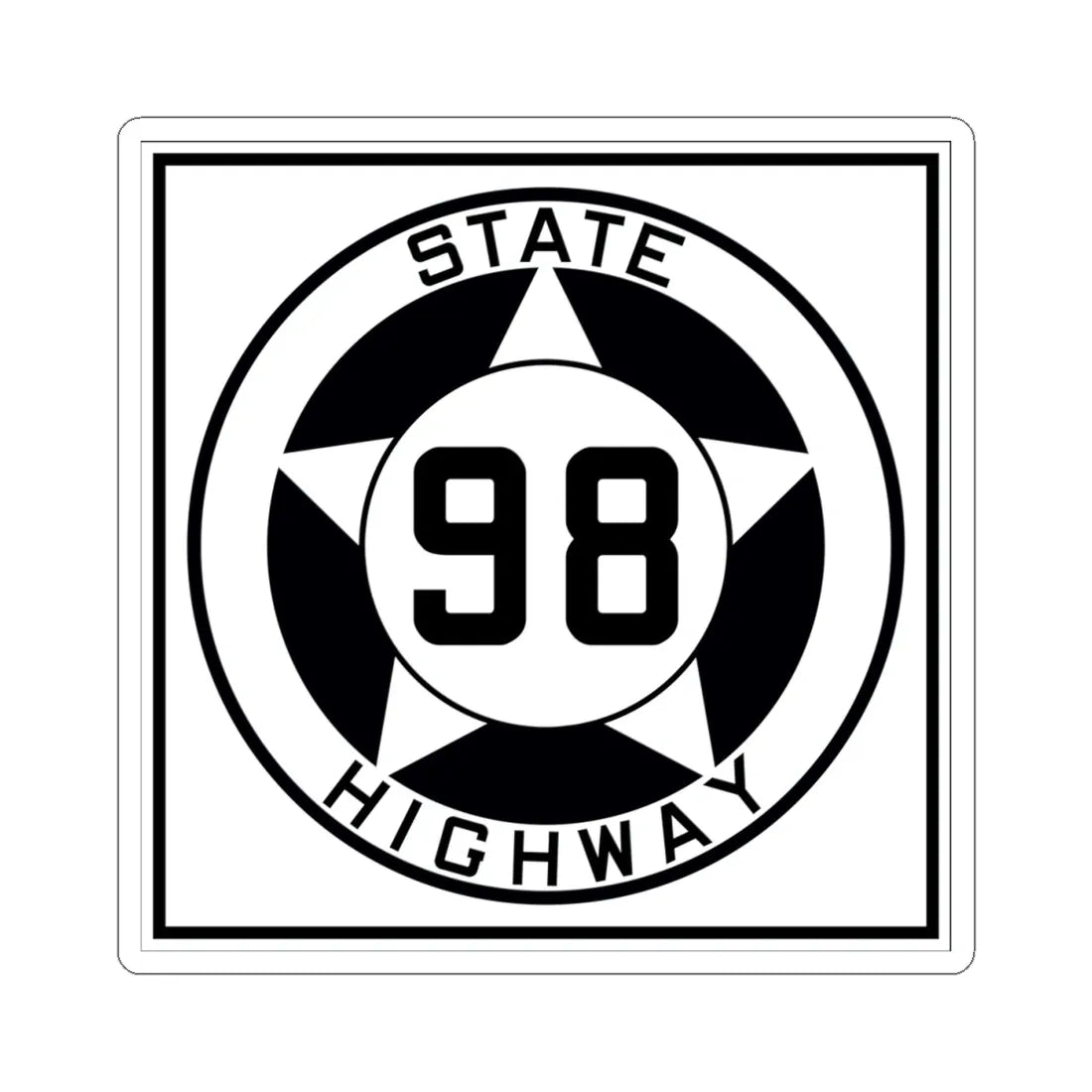 Texas 98 1935 (Texas) (Road Sign) STICKER Vinyl Kiss-Cut Decal 4 Inch White - The Sticker Space