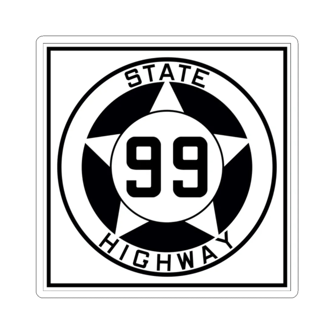 Texas 99 1935 (Texas) (Road Sign) STICKER Vinyl Kiss-Cut Decal 2 Inch White - The Sticker Space