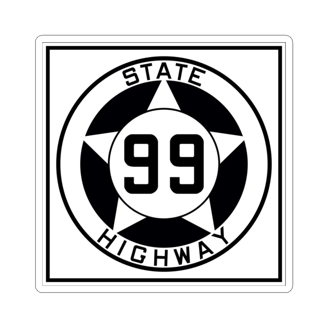 Texas 99 1935 (Texas) (Road Sign) STICKER Vinyl Kiss-Cut Decal 3 Inch White - The Sticker Space