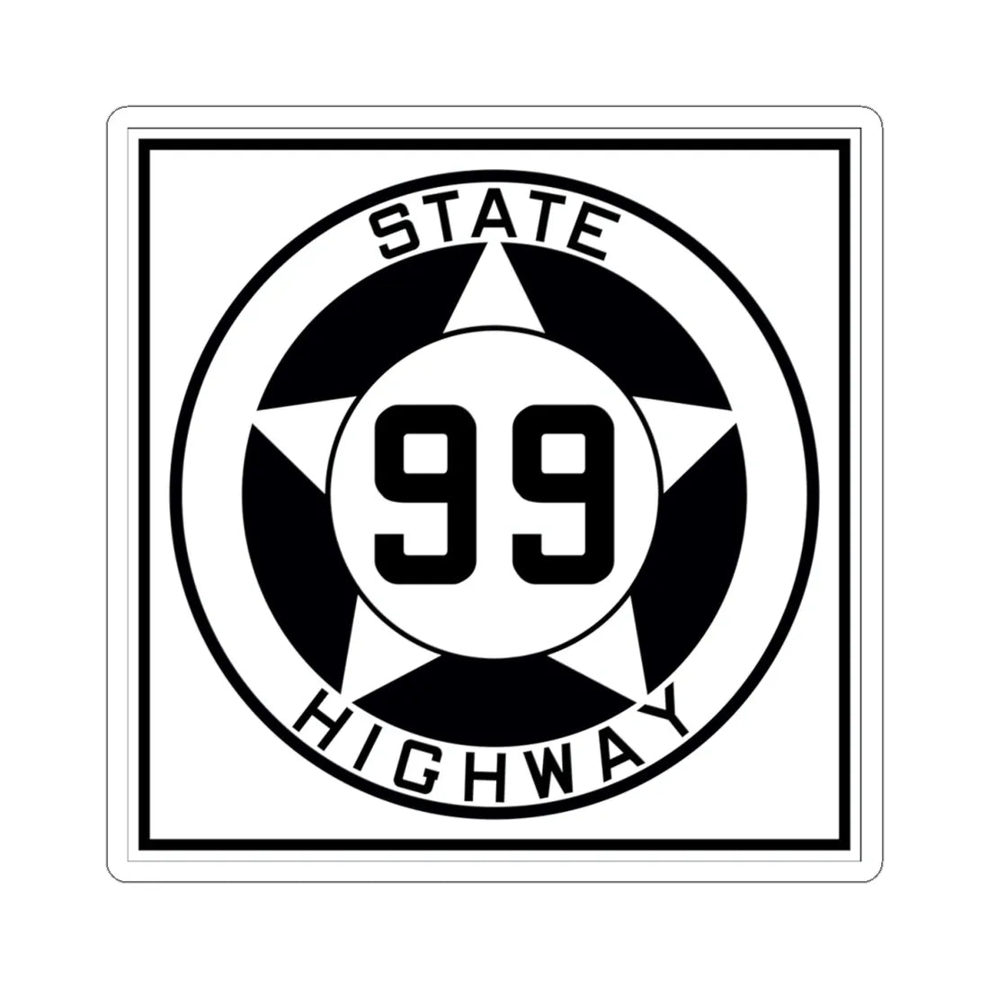 Texas 99 1935 (Texas) (Road Sign) STICKER Vinyl Kiss-Cut Decal 4 Inch White - The Sticker Space