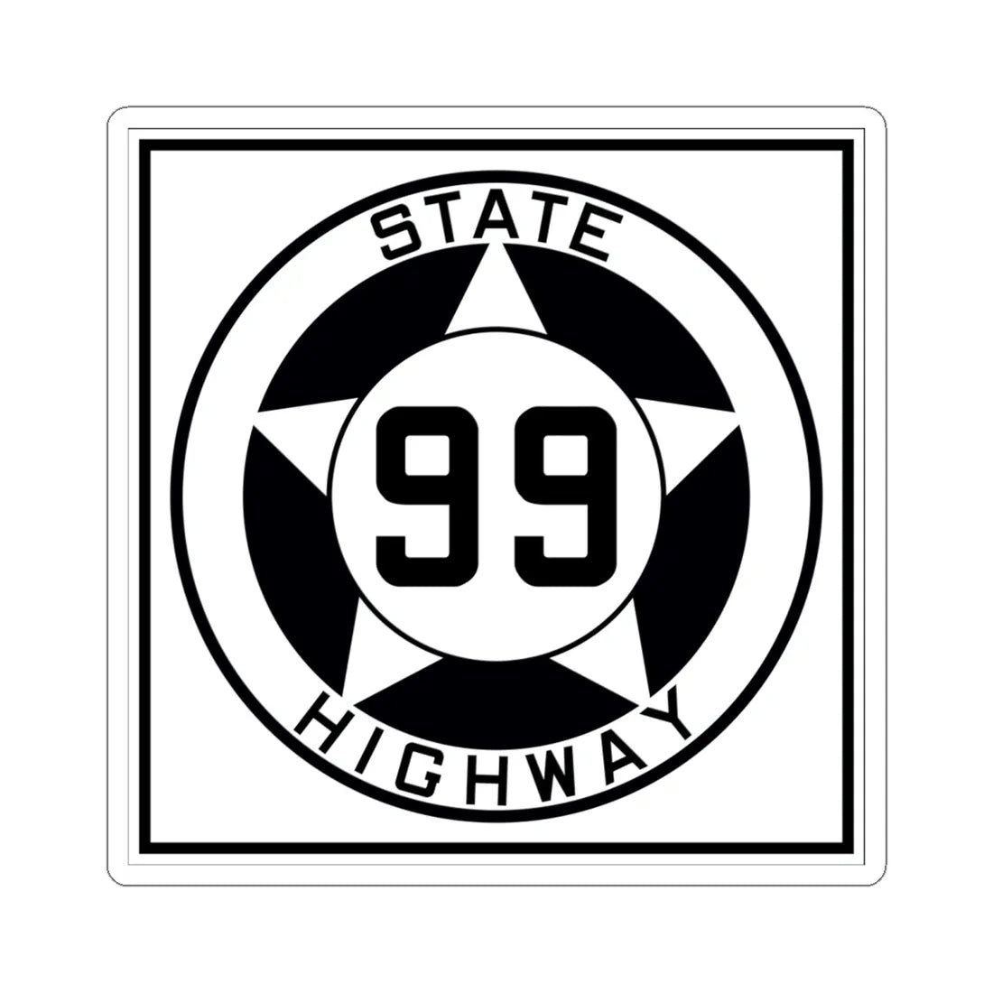 Texas 99 1935 (Texas) (Road Sign) STICKER Vinyl Kiss-Cut Decal 6 Inch White - The Sticker Space