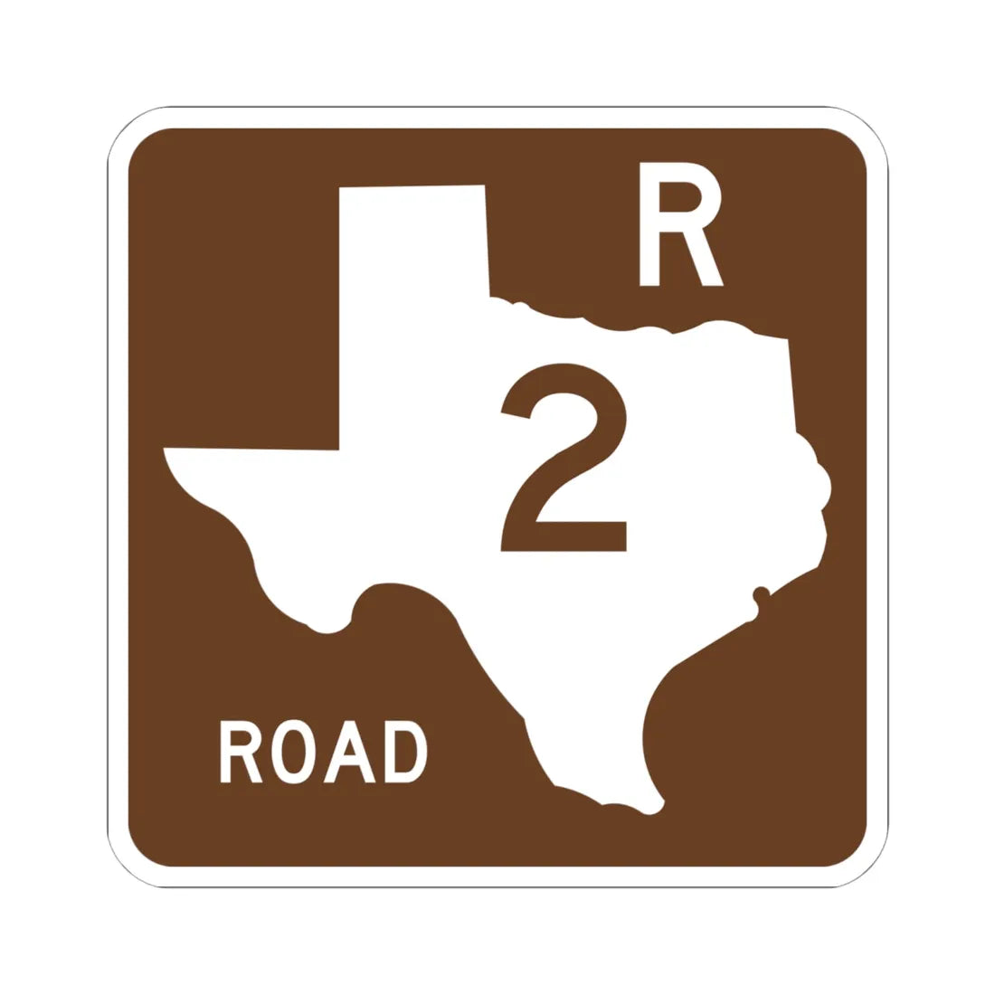 Texas Recreational Road 2 (Texas) (Road Sign) STICKER Vinyl Kiss-Cut Decal 6 Inch White - The Sticker Space