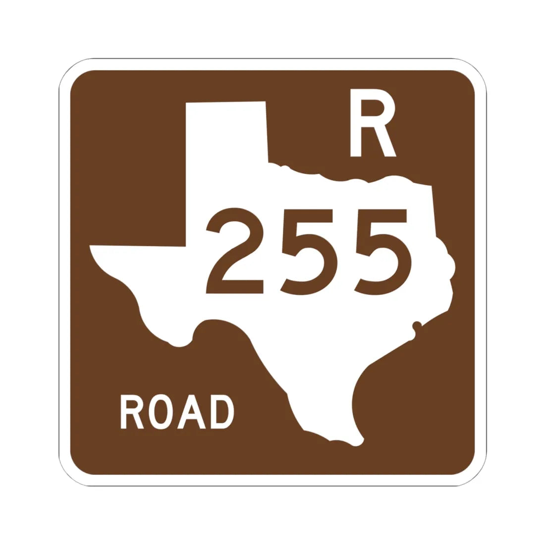 Texas Recreational Road 255 (Texas) (Road Sign) STICKER Vinyl Kiss-Cut Decal 6 Inch White - The Sticker Space