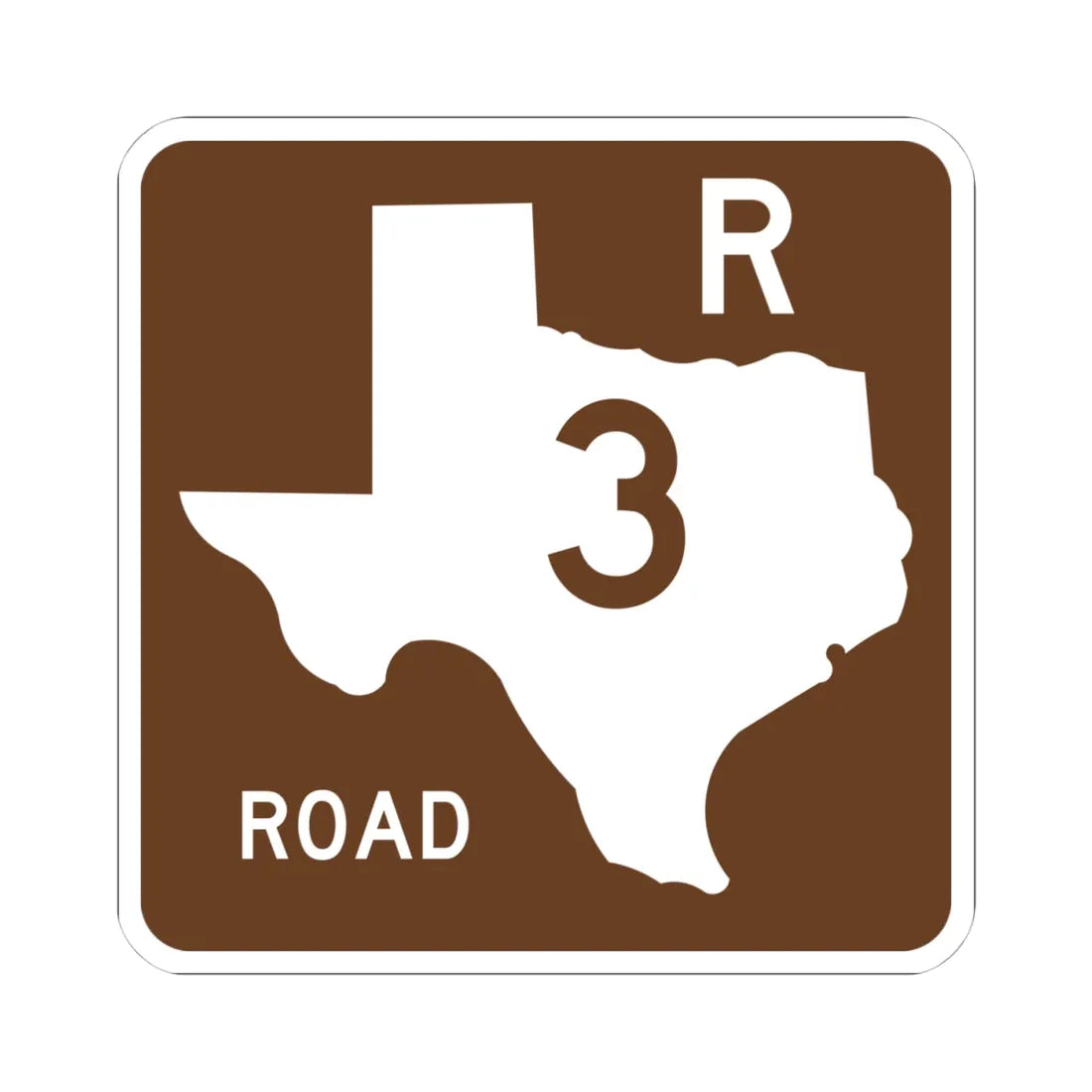 Texas Recreational Road 3 (Texas) (Road Sign) STICKER Vinyl Kiss-Cut Decal 4 Inch White - The Sticker Space