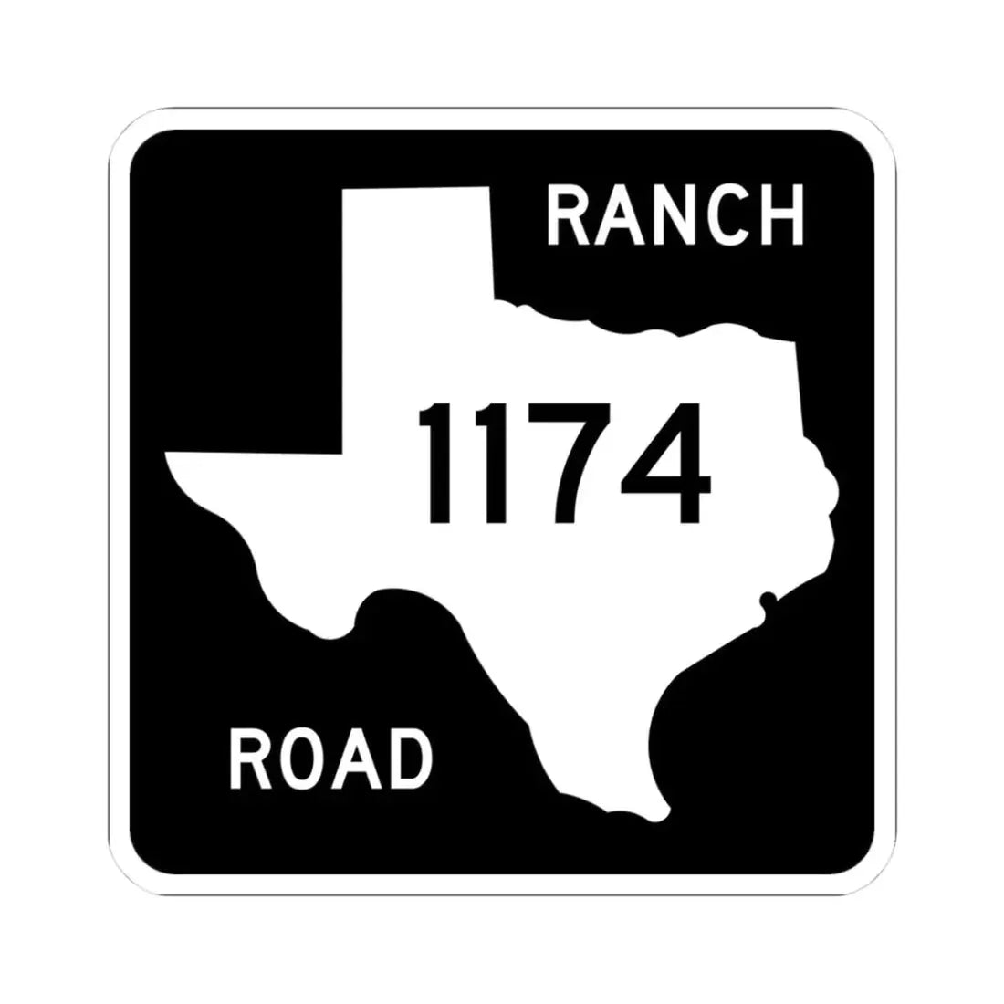 Texas RM 1174 (Texas) (Road Sign) STICKER Vinyl Kiss-Cut Decal 3 Inch White - The Sticker Space