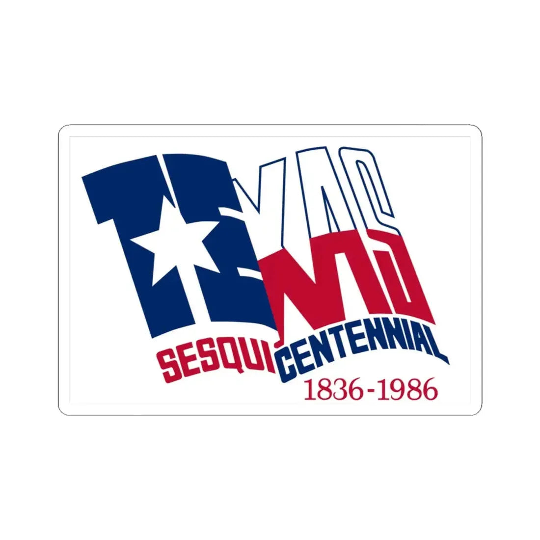 Texas Sesquicentennial Flag (United States) STICKER Vinyl Kiss-Cut Decal 4 Inch White - The Sticker Space