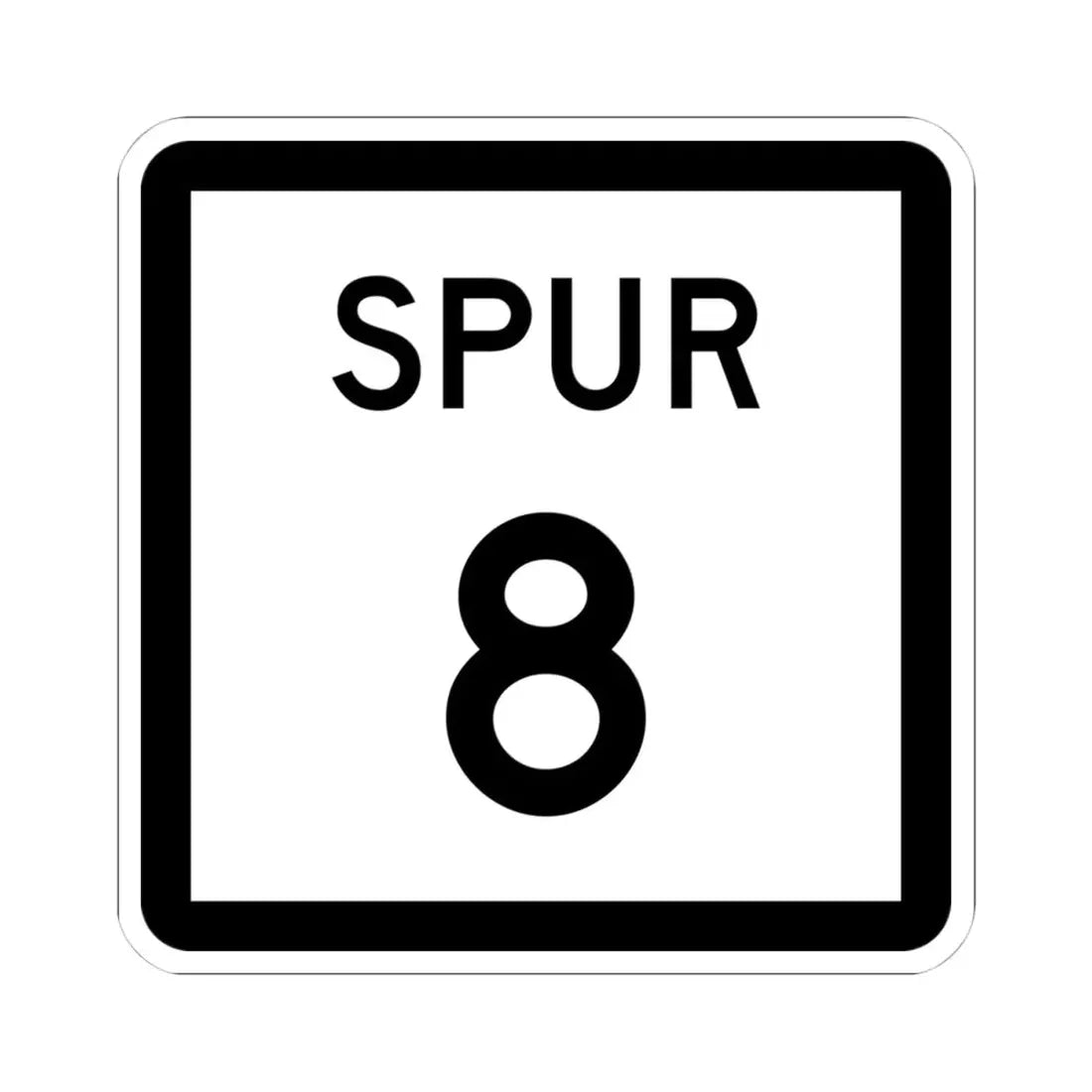 Texas Spur 8 (Texas) (Road Sign) STICKER Vinyl Kiss-Cut Decal 4 Inch White - The Sticker Space
