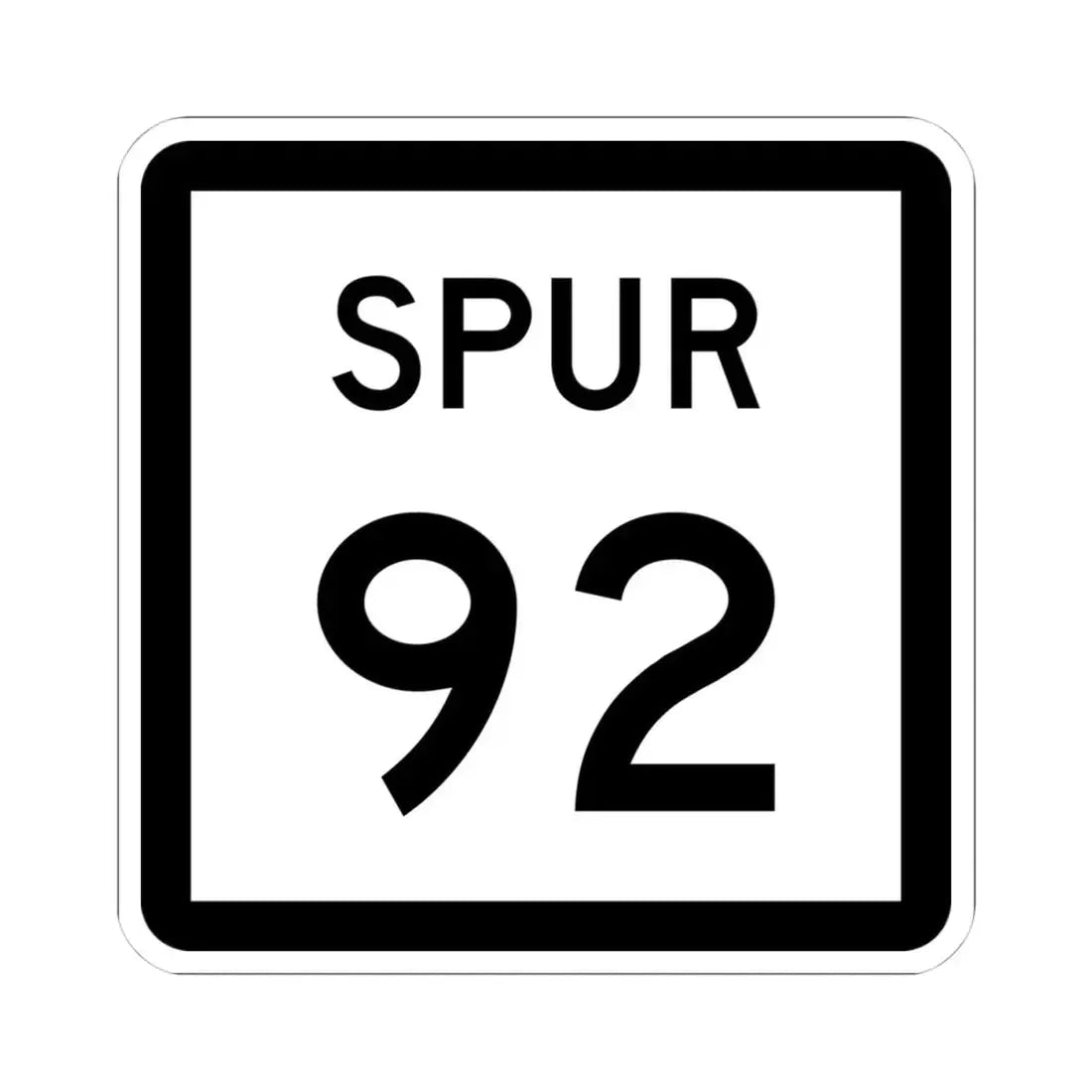 Texas Spur 92 (Texas) (Road Sign) STICKER Vinyl Kiss-Cut Decal 4 Inch White - The Sticker Space