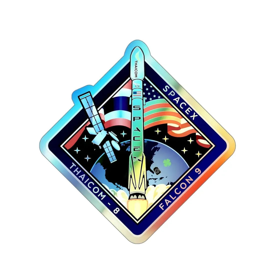 Thaicom-8 (SpaceX) Holographic STICKER Die-Cut Vinyl Decal 4 Inch Holographic - The Sticker Space