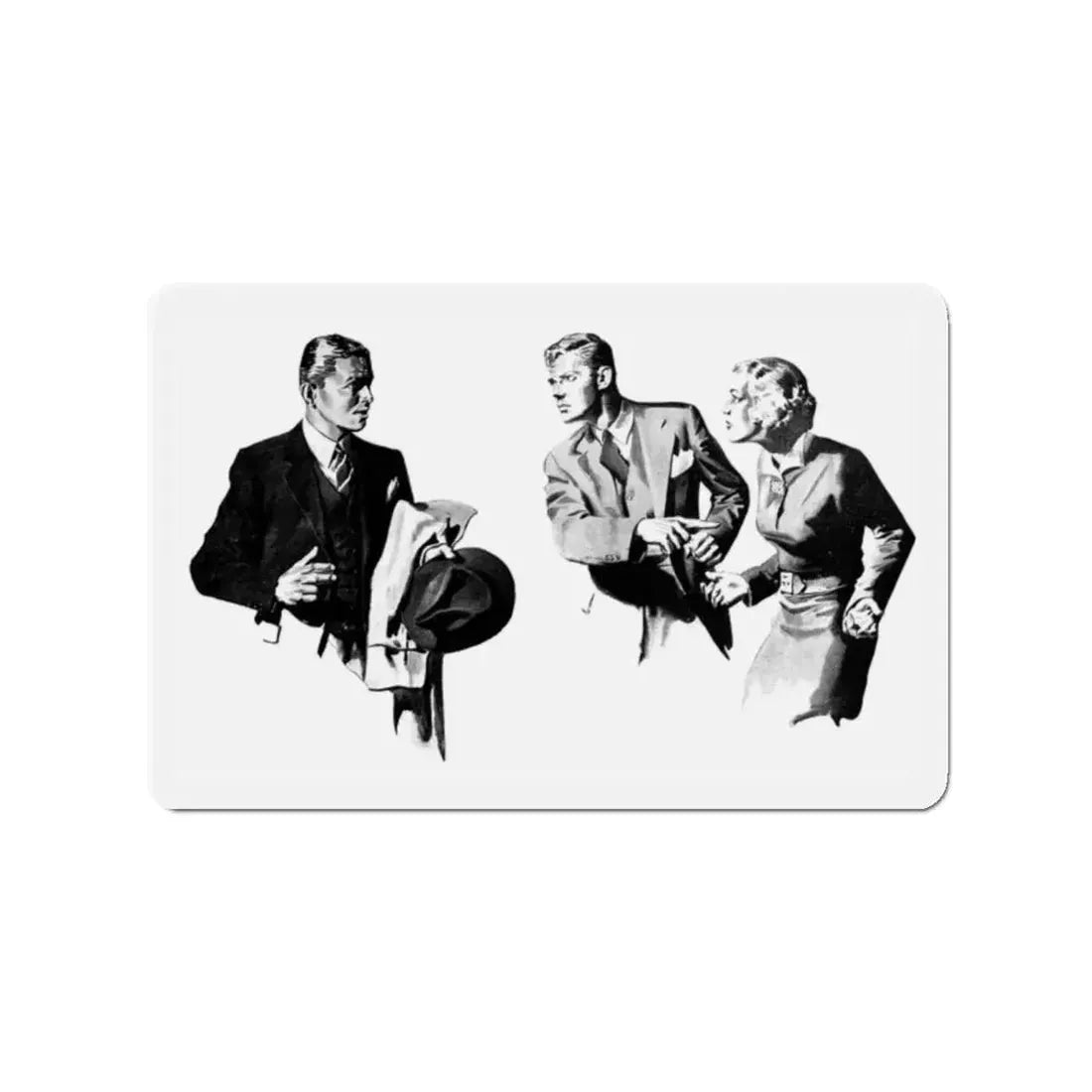 Thanksgiving for Three, Liberty magazine, November 28, 1936 (Magazine Illustration) Refrigerator Magnet 2 Inch Die-Cut - The Sticker Space