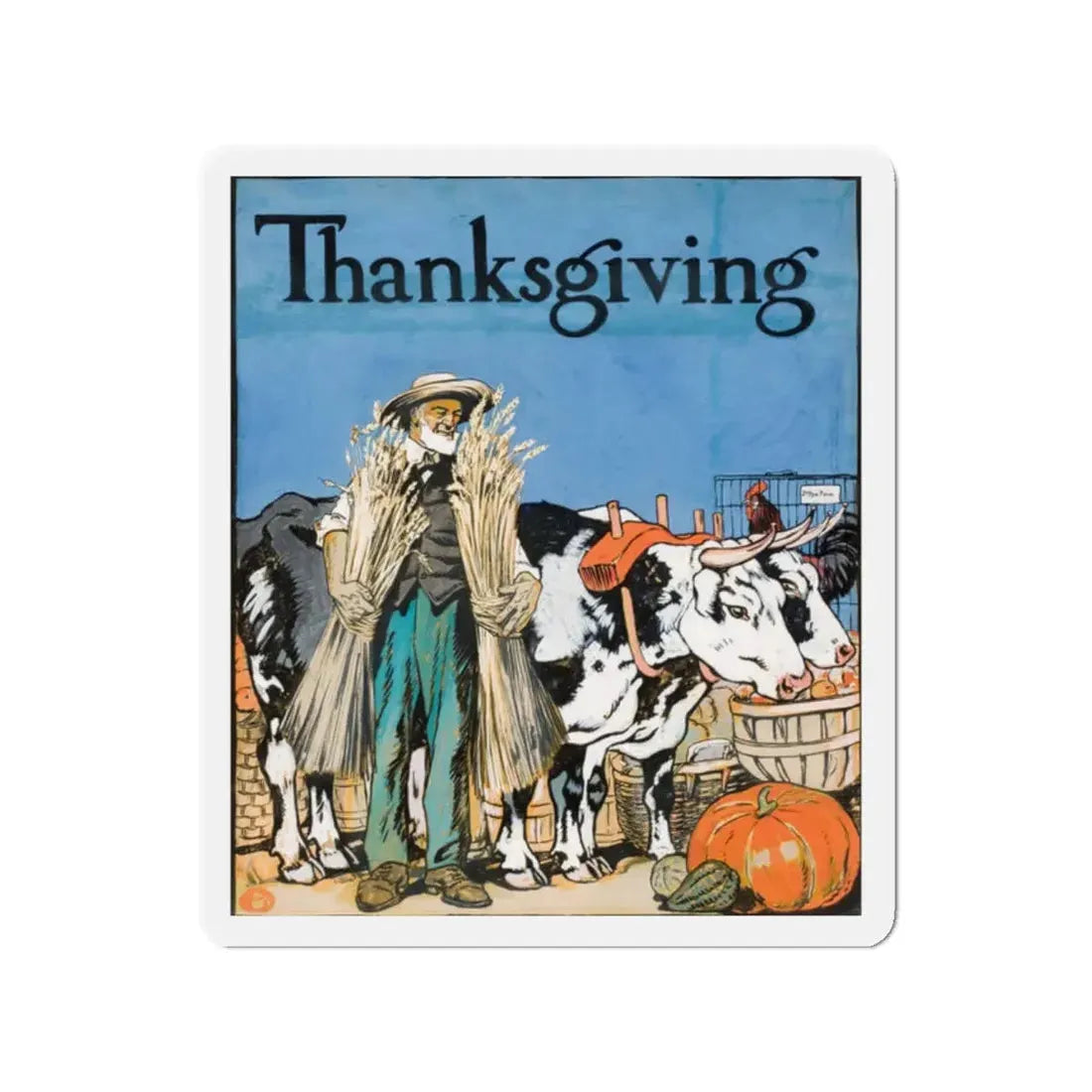 Thanksgiving (Magazine Illustration) Refrigerator Magnet 2 Inch Die-Cut - The Sticker Space