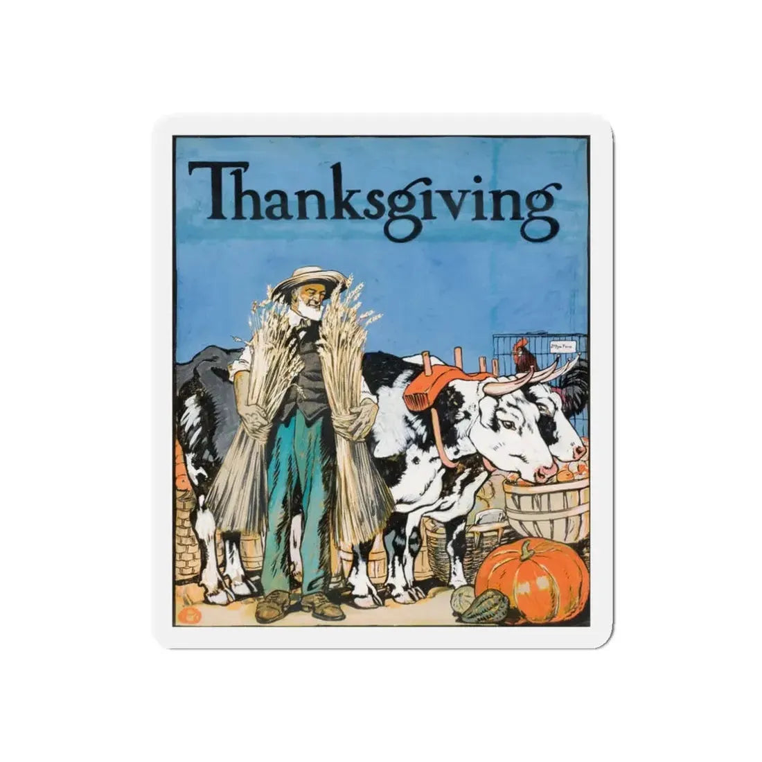 Thanksgiving (Magazine Illustration) Refrigerator Magnet 3 Inch Die-Cut - The Sticker Space