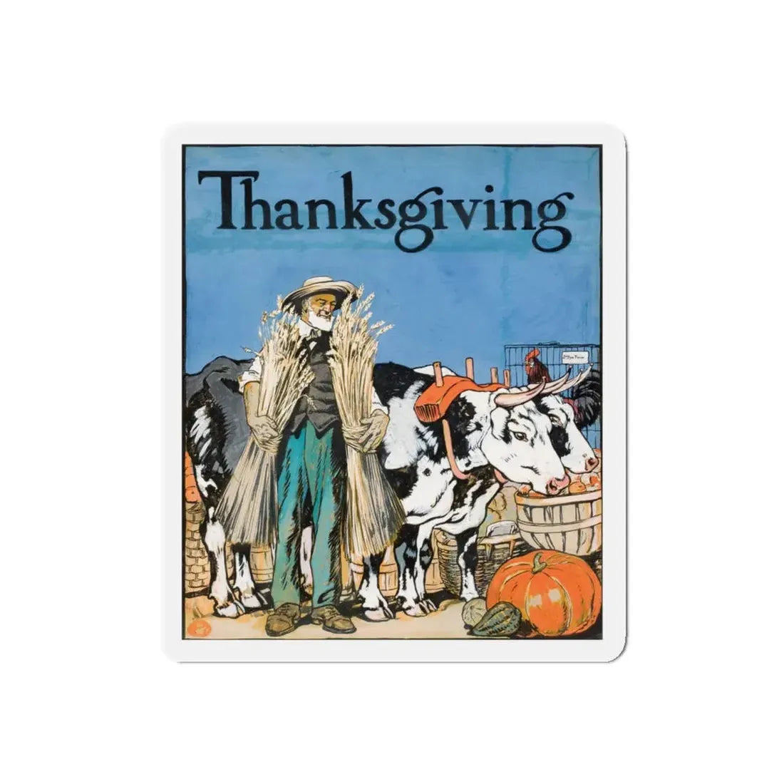 Thanksgiving (Magazine Illustration) Refrigerator Magnet 4 Inch Die-Cut - The Sticker Space