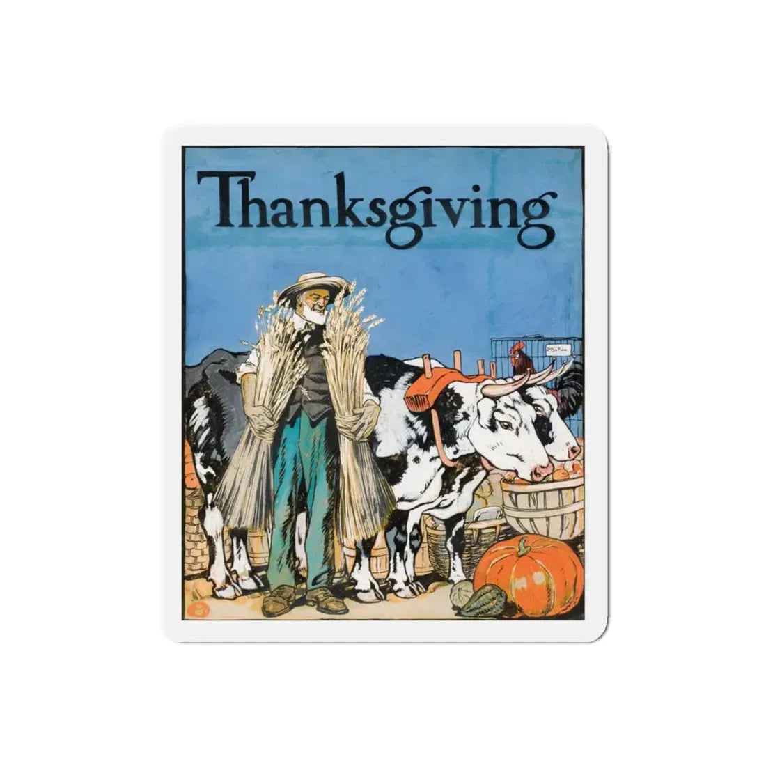 Thanksgiving (Magazine Illustration) Refrigerator Magnet 5 Inch Die-Cut - The Sticker Space