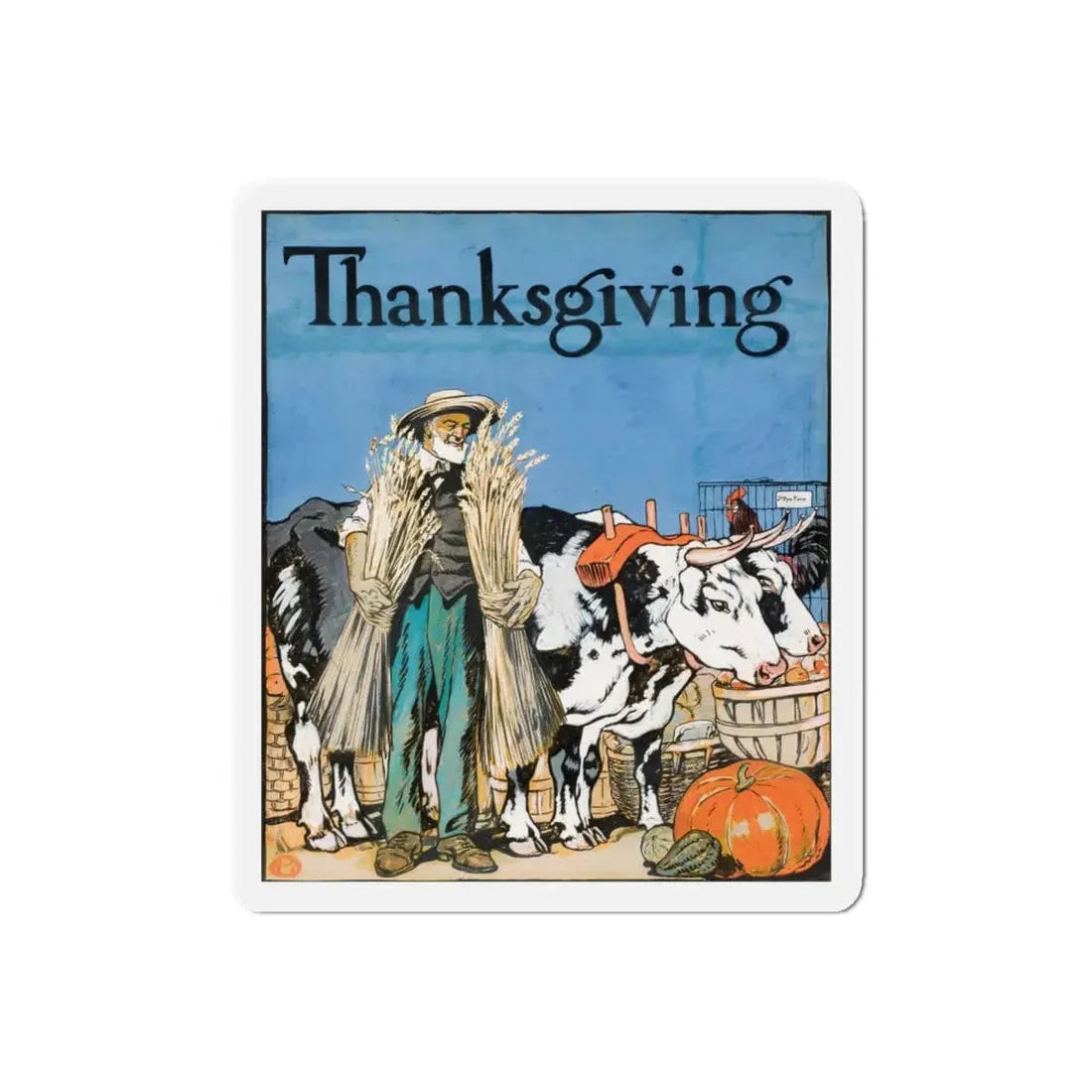 Thanksgiving (Magazine Illustration) Refrigerator Magnet 6 Inch Die-Cut - The Sticker Space