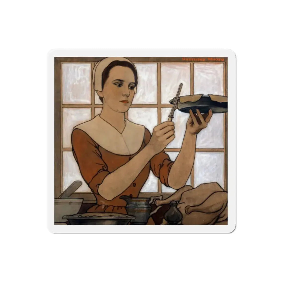 Thanksgiving, The Saturday Evening Post cover, November 18, 1905 (Magazine Illustration) Refrigerator Magnet 6 Inch Die-Cut - The Sticker Space