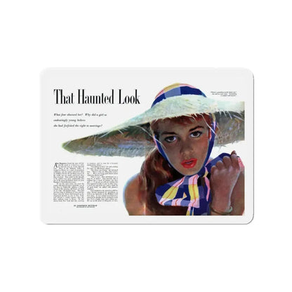 That Haunted Look (1), Redbook, November 1954 (Magazine Illustration) Refrigerator Magnet 3 Inch Die-Cut - The Sticker Space